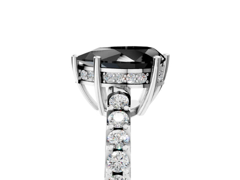 White gold Fancy Black Pear Cut Solitaire Diamond Engagement Ring with Pavé Band and Six-Prong Setting_17