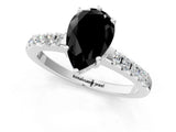 White gold Fancy Black Pear Cut Solitaire Diamond Engagement Ring with Pavé Band and Six-Prong Setting_25