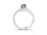 White gold Fancy Black Pear Cut Solitaire Diamond Engagement Ring with Pavé Band and Six-Prong Setting_27