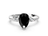 White gold Fancy Black Pear Cut Solitaire Diamond Engagement Ring with Twisted Pave Band and Four-Prong Setting_19