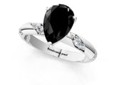 White gold Fancy Black Pear Cut Solitaire Diamond Engagement Ring with Twisted Pave Band and Four-Prong Setting_20