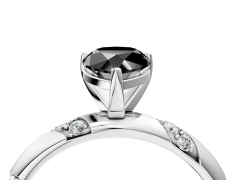 White gold Fancy Black Pear Cut Solitaire Diamond Engagement Ring with Twisted Pave Band and Four-Prong Setting_23