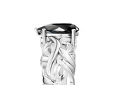 White gold Fancy Black Pear Cut Solitaire Diamond Leaf-Inspired Vine Band Ring with Prong Setting_5