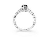 White gold Fancy Black Pear Cut Solitaire Diamond Ring with Infinity Twist Band and Four-Prong Setting_3