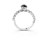 White gold Fancy Black Pear Cut Solitaire Diamond Ring with Pave Band and Four-Prong Setting_3
