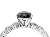 White gold Fancy Black Pear Cut Solitaire Diamond Ring with Pave Band and Four-Prong Setting_4