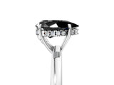 White gold Fancy Black Pear Cut Solitaire Diamond Ring with Prong Setting and Plain Band_17