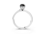 White gold Fancy Black Pear Cut Solitaire Diamond Ring with Prong Setting and Plain Band_3