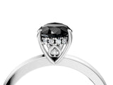 White gold Fancy Black Pear Cut Solitaire Diamond Ring with Prong Setting and Plain Band_4