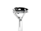 White gold Fancy Black Pear Cut Solitaire Diamond Ring with Prong Setting and Plain Band_5