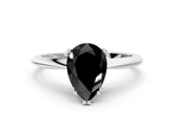 White gold Fancy Black Pear Cut Solitaire Diamond Ring with Six-Prong Setting and Classic Band_12