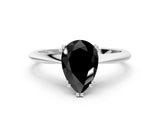 White gold Fancy Black Pear Cut Solitaire Diamond Ring with Six-Prong Setting and Classic Band_50