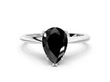 White gold Fancy Black Pear Cut Solitaire Diamond Ring with Six-Prong Setting and Classic Band_68