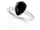White gold Fancy Black Pear Cut Solitaire Diamond Ring with Six-Prong Setting and Classic Band_69