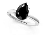 White gold Fancy Black Pear Cut Solitaire Engagement Ring with Cathedral Band and Four-Prong Setting_1