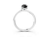 White gold Fancy Black Pear Cut Solitaire Engagement Ring with Cathedral Band and Four-Prong Setting_3