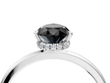 White gold Fancy Black Pear Cut Solitaire Engagement Ring with Cathedral Band and Four-Prong Setting_4