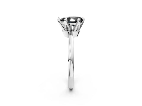 White gold Fancy Black Pear Cut Solitaire Engagement Ring with Six-Prong Setting and Tapered Band_2