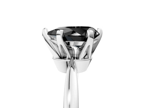 White gold Fancy Black Pear Cut Solitaire Engagement Ring with Six-Prong Setting and Tapered Band_5