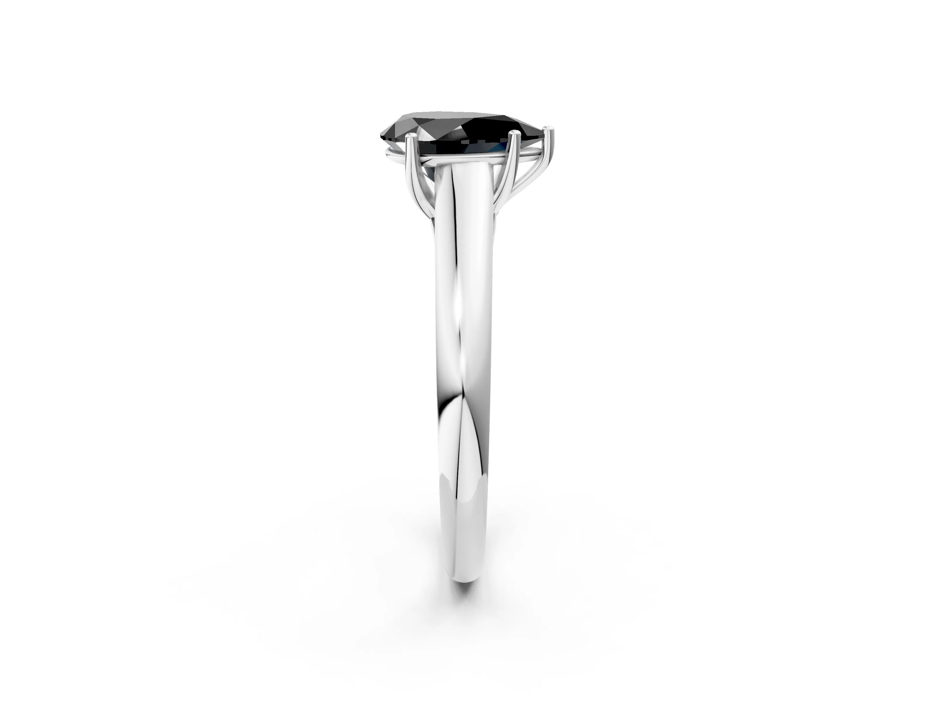 White gold Fancy Black Pear Cut Solitaire Engagement Ring with Tapered Band and Four-Prong Setting_17