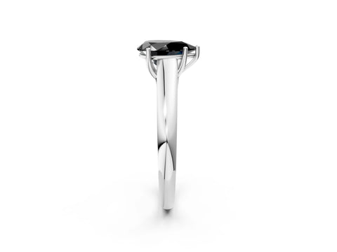 White gold Fancy Black Pear Cut Solitaire Engagement Ring with Tapered Band and Four-Prong Setting_17