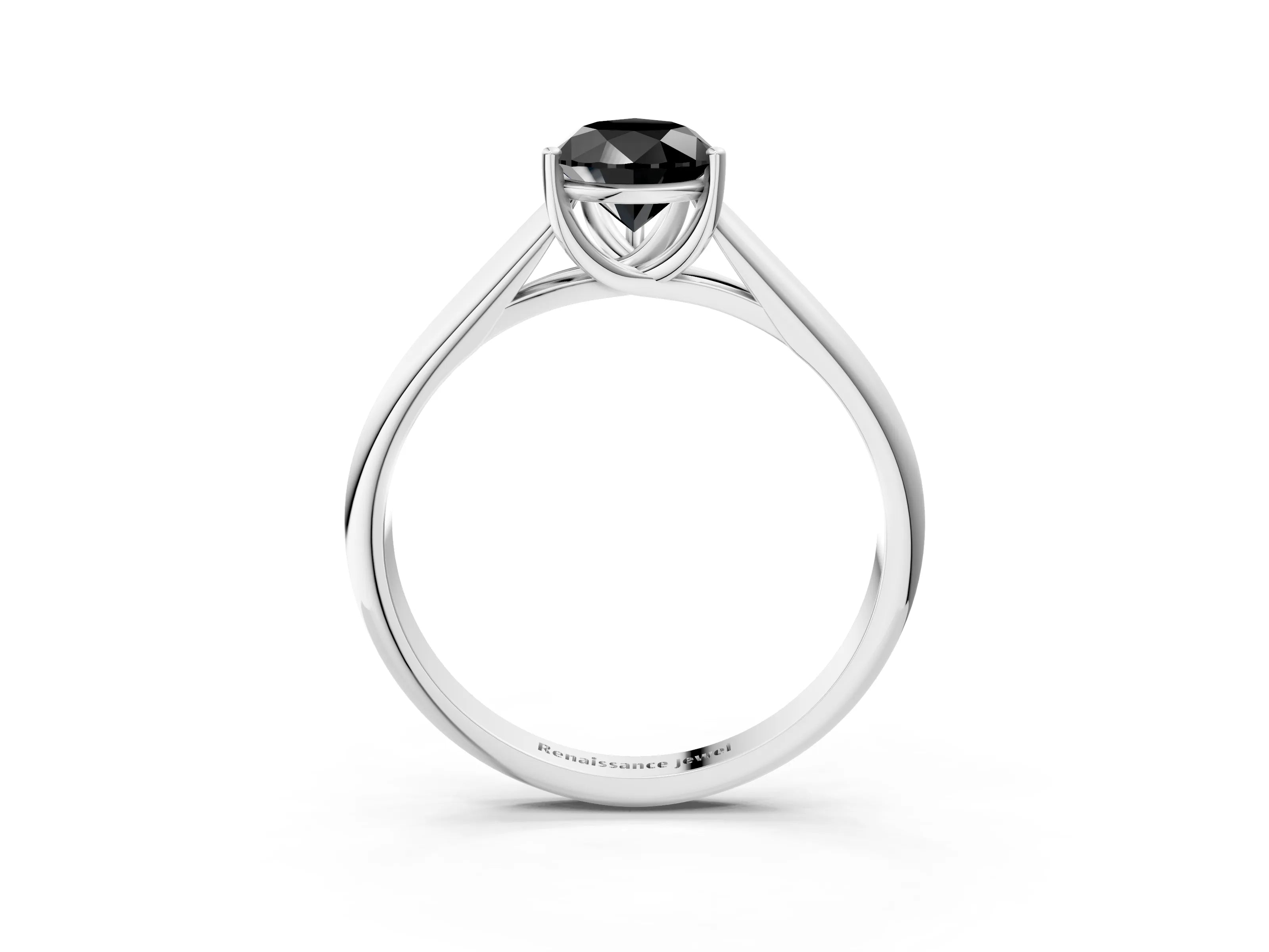White gold Fancy Black Pear Cut Solitaire Engagement Ring with Tapered Band and Four-Prong Setting_18