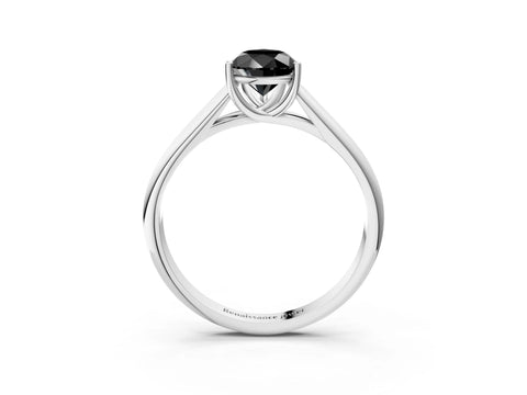 White gold Fancy Black Pear Cut Solitaire Engagement Ring with Tapered Band and Four-Prong Setting_18