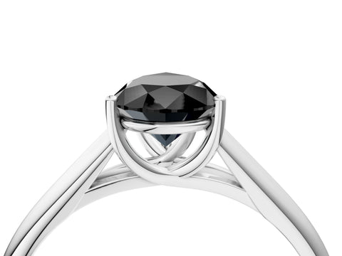 White gold Fancy Black Pear Cut Solitaire Engagement Ring with Tapered Band and Four-Prong Setting_19