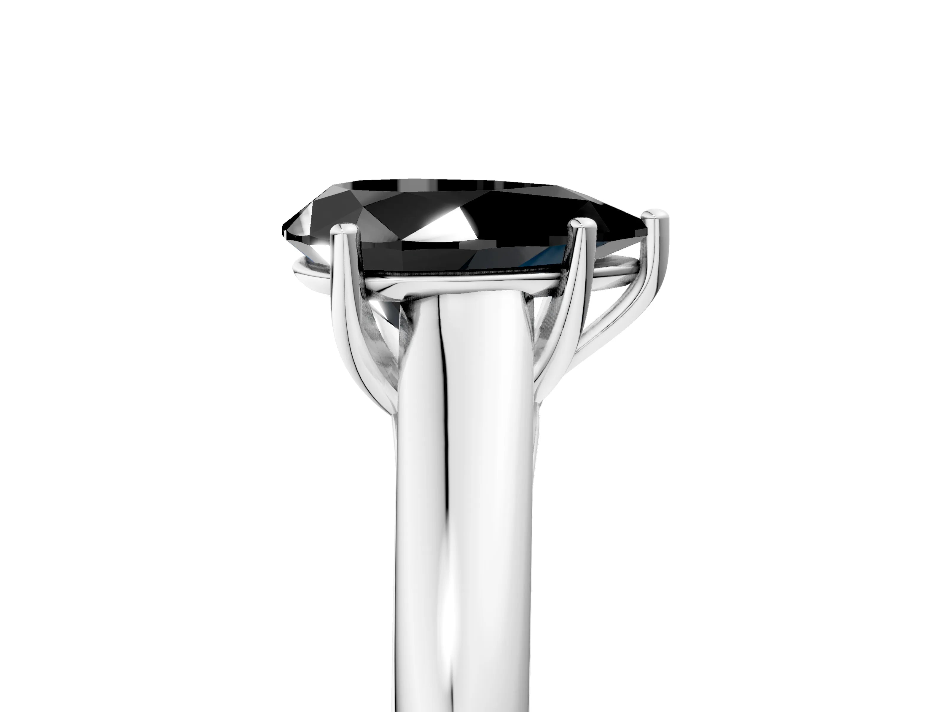 White gold Fancy Black Pear Cut Solitaire Engagement Ring with Tapered Band and Four-Prong Setting_20