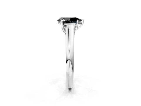 White gold Fancy Black Pear Cut Solitaire Engagement Ring with Tapered Band and Four-Prong Setting_5