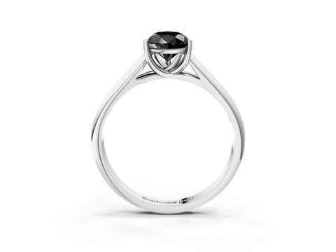 White gold Fancy Black Pear Cut Solitaire Engagement Ring with Tapered Band and Four-Prong Setting_6