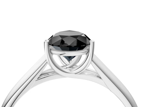 White gold Fancy Black Pear Cut Solitaire Engagement Ring with Tapered Band and Four-Prong Setting_7