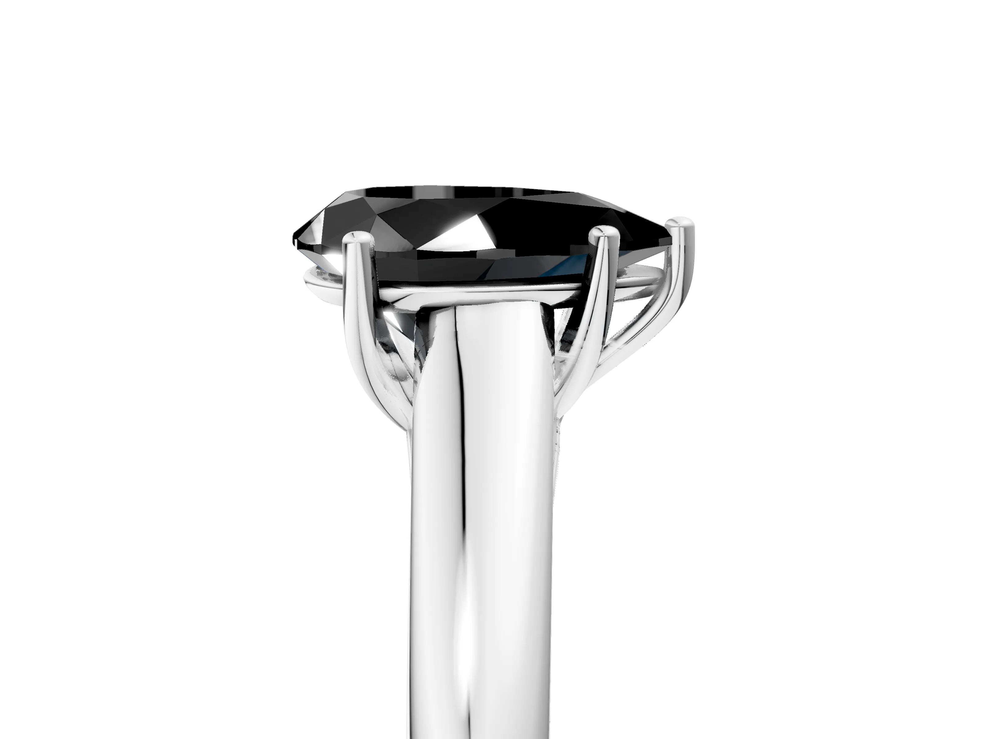 White gold Fancy Black Pear Cut Solitaire Engagement Ring with Tapered Band and Four-Prong Setting_8