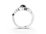 White gold Fancy Black Pear Cut Solitaire Intertwined Band Prong Setting Ring_3