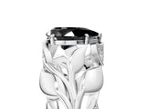 White gold Fancy Black Pear Cut Solitaire Leaf-Inspired Engagement Ring with Prong Setting_17