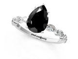 White gold Fancy Black Pear Cut Solitaire Marquise Side Stone Prong Setting Ring_1