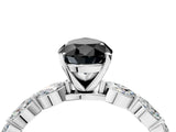 White gold Fancy Black Pear Cut Solitaire Marquise Side Stone Prong Setting Ring_4