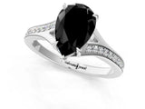 White gold Fancy Black Pear Cut Solitaire Pavé Band with Four-Prong Setting_1
