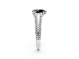 White gold Fancy Black Pear Cut Solitaire Split Shank Pavé Diamond Engagement Ring_2