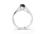 White gold Fancy Black Pear Cut Solitaire Split Shank Pavé Diamond Engagement Ring_3