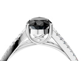 White gold Fancy Black Pear Cut Solitaire Split Shank Pavé Diamond Engagement Ring_4