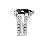 White gold Fancy Black Pear Cut Solitaire Split Shank Pavé Diamond Engagement Ring_5