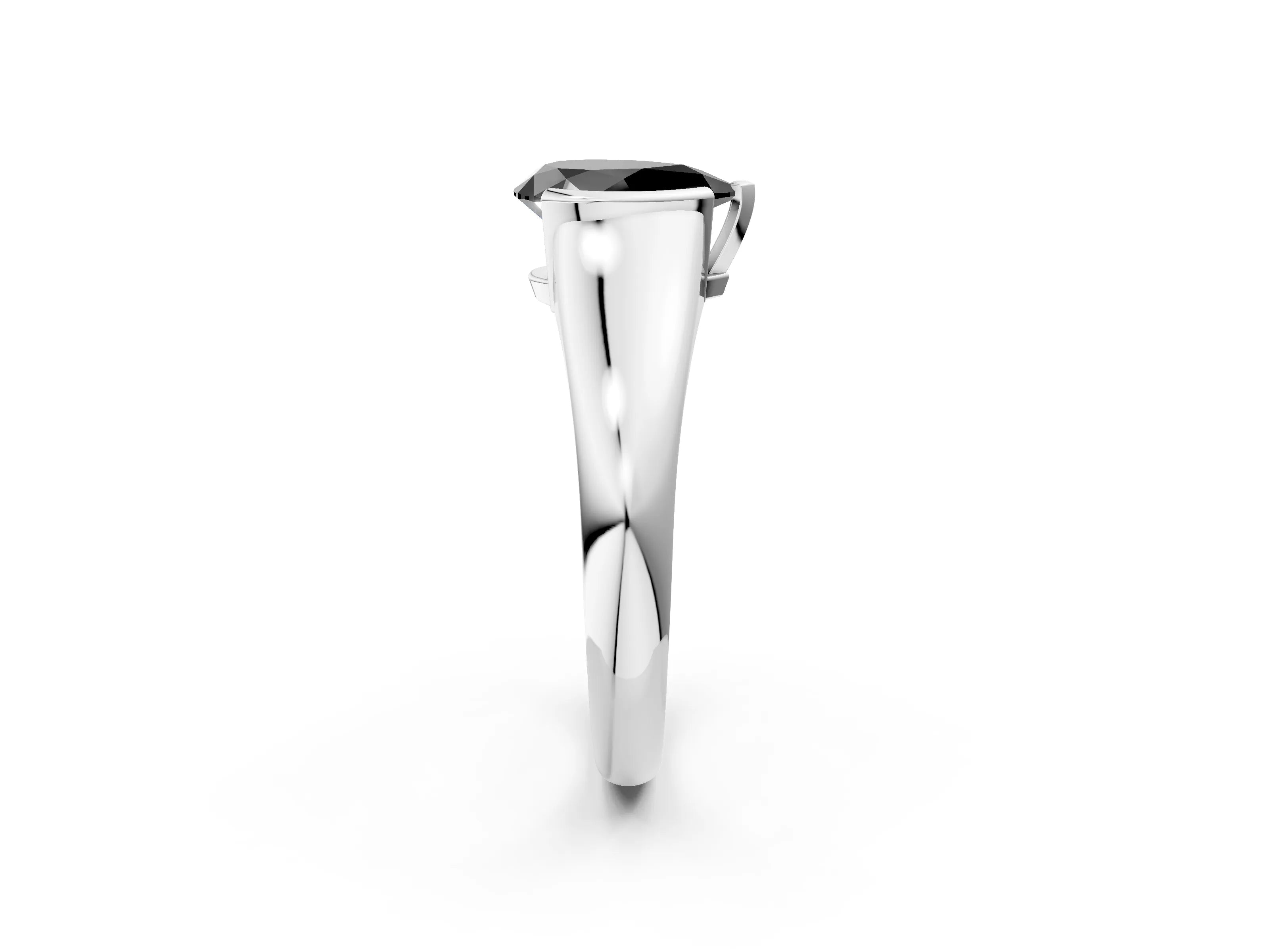 White gold Fancy Black Pear Cut Solitaire Tension Set Diamond Ring with Split Shank Band_26