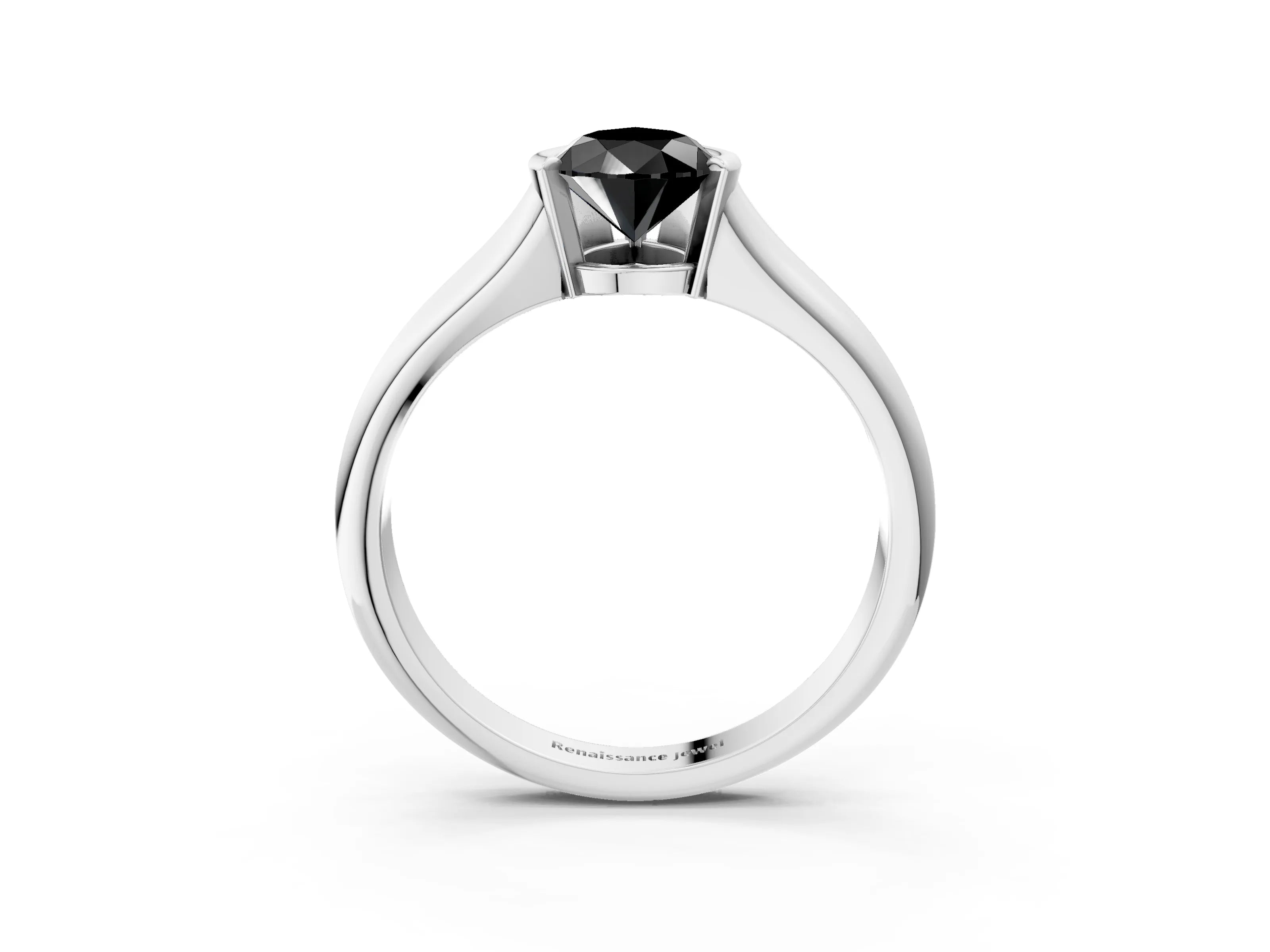 White gold Fancy Black Pear Cut Solitaire Tension Set Diamond Ring with Split Shank Band_27
