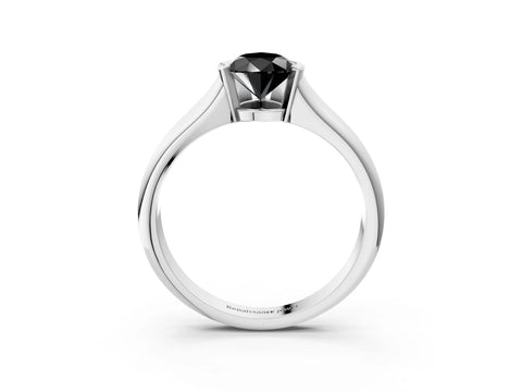 White gold Fancy Black Pear Cut Solitaire Tension Set Diamond Ring with Split Shank Band_27