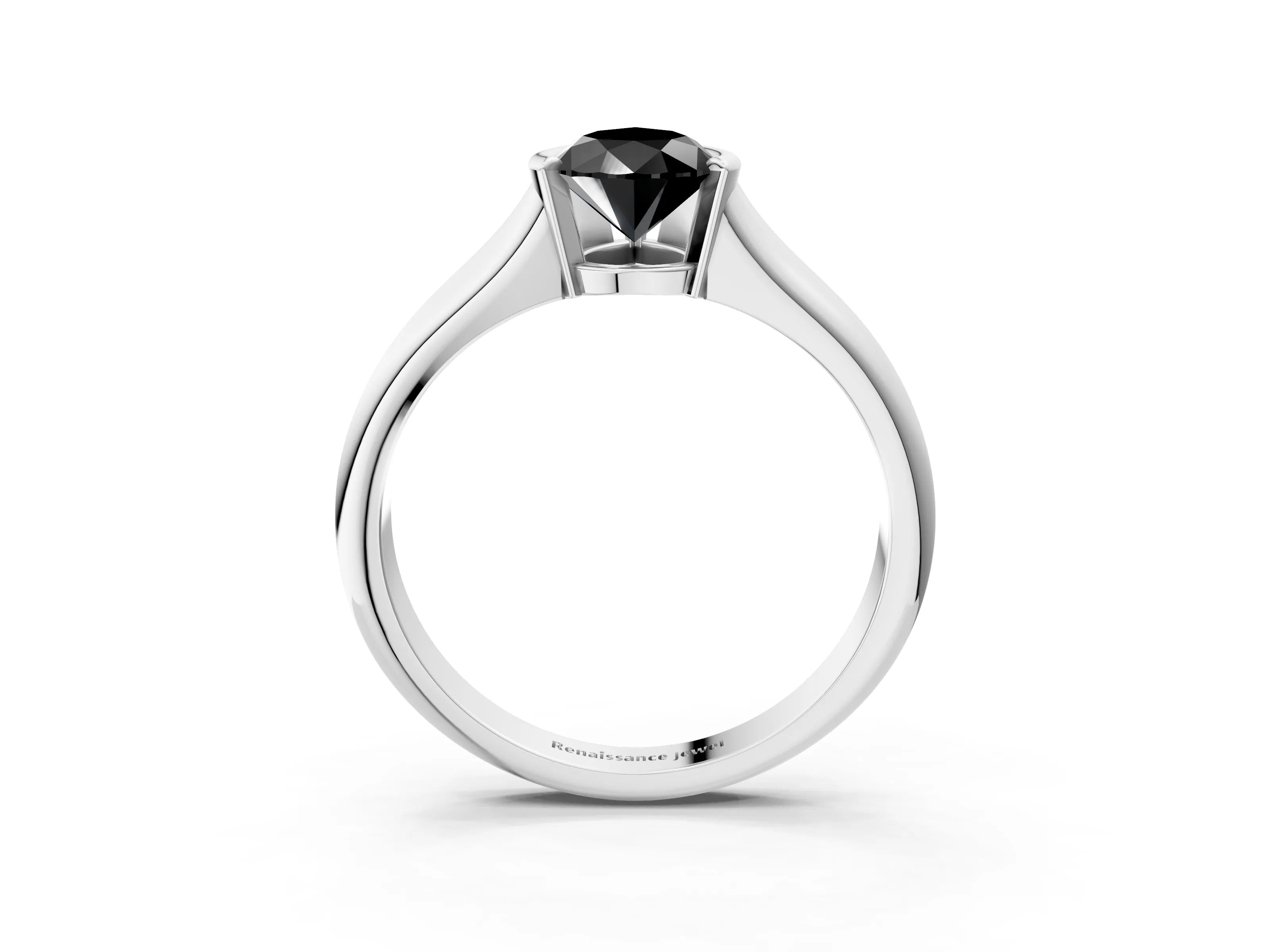 White gold Fancy Black Pear Cut Solitaire Tension Set Diamond Ring with Split Shank Band_3