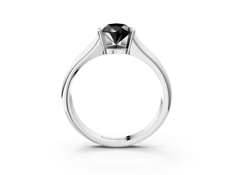 White gold Fancy Black Pear Cut Solitaire Tension Set Diamond Ring with Split Shank Band_3