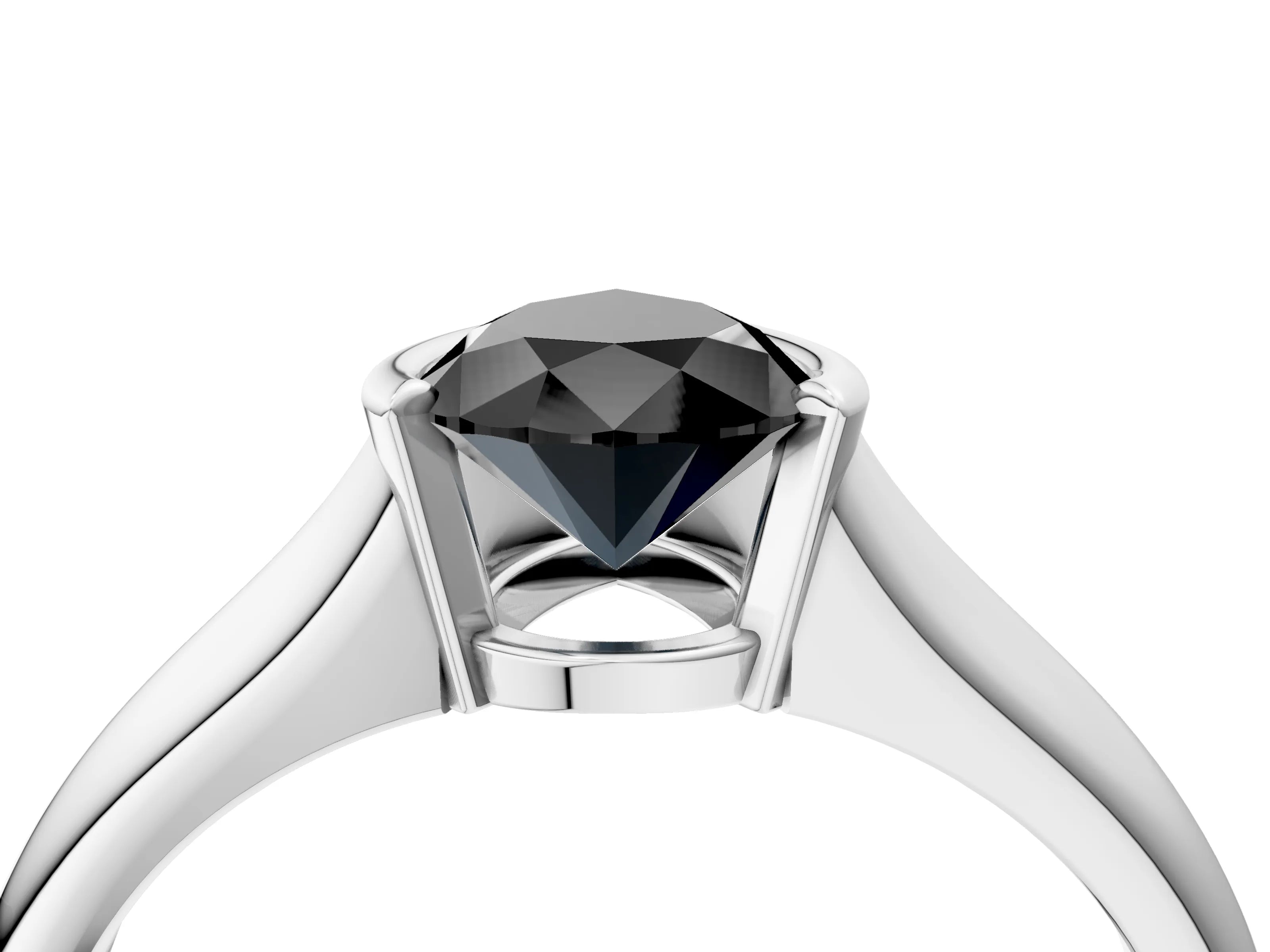 White gold Fancy Black Pear Cut Solitaire Tension Set Diamond Ring with Split Shank Band_4