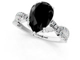 White gold Fancy Black Pear Cut Solitaire Twist Pave Diamond Engagement Ring with Prong Setting_12