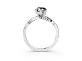 White gold Fancy Black Pear Cut Solitaire Twist Pave Diamond Engagement Ring with Prong Setting_14